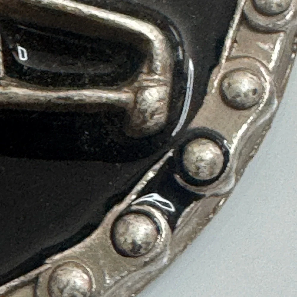 Skeleton Rider Motorcycle Belt Buckle Silver‎ Tone Black Metal Round